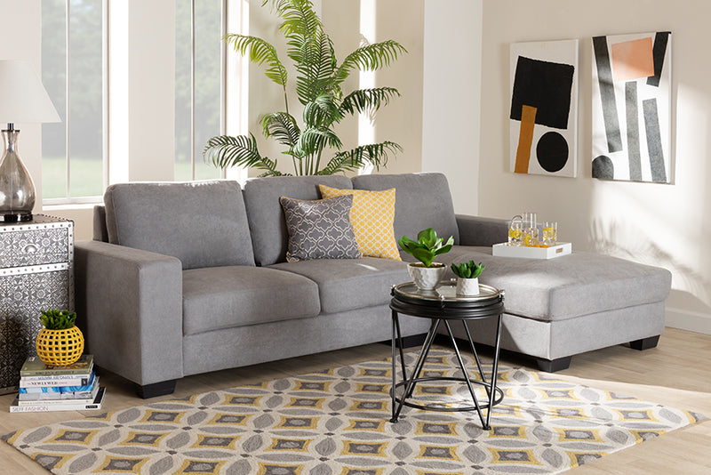 Celina Modern and Contemporary Light Gray Fabric Upholstered Sectional Sofa w/Right Facing Chaise