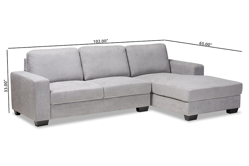 Celina Modern and Contemporary Light Gray Fabric Upholstered Sectional Sofa w/Right Facing Chaise