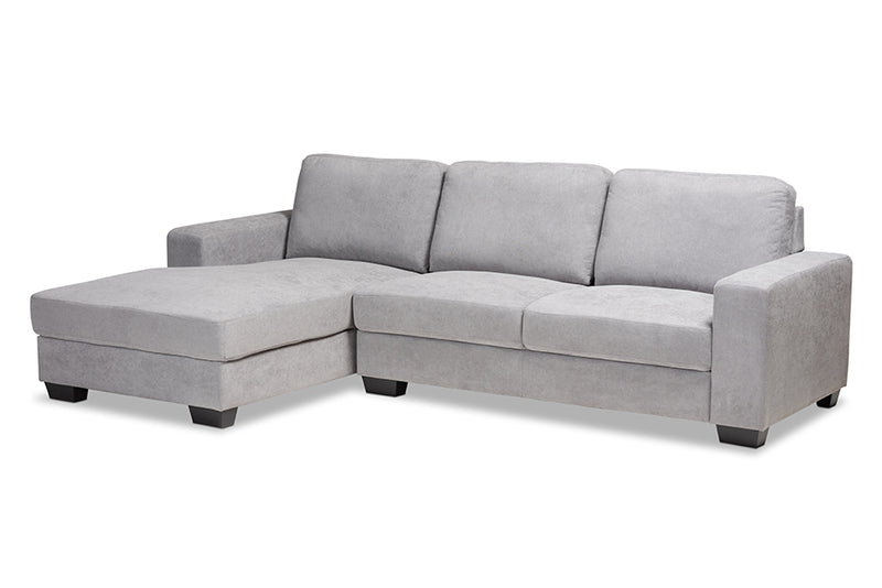 Celina Modern and Contemporary Light Gray Fabric Upholstered Sectional Sofa w/Left Facing Chaise