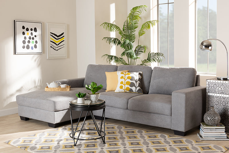 Celina Modern and Contemporary Light Gray Fabric Upholstered Sectional Sofa w/Left Facing Chaise