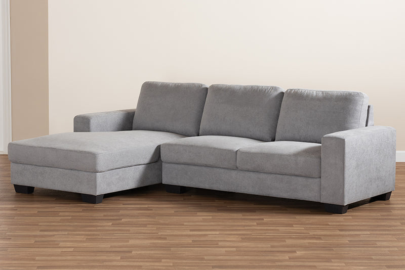 Celina Modern and Contemporary Light Gray Fabric Upholstered Sectional Sofa w/Left Facing Chaise