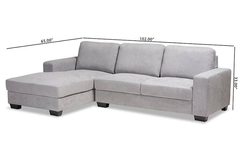 Celina Modern and Contemporary Light Gray Fabric Upholstered Sectional Sofa w/Left Facing Chaise