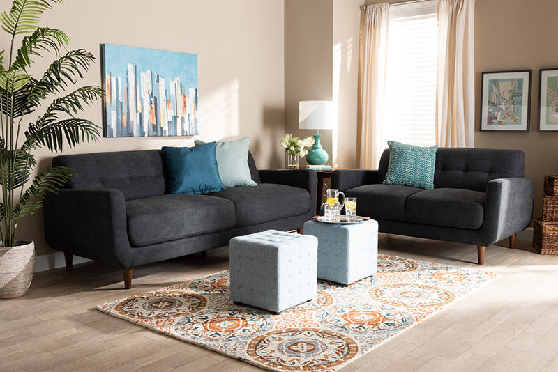 Orrin Dark Gray Fabric Upholstered 2Pc Living Room Set Baxton