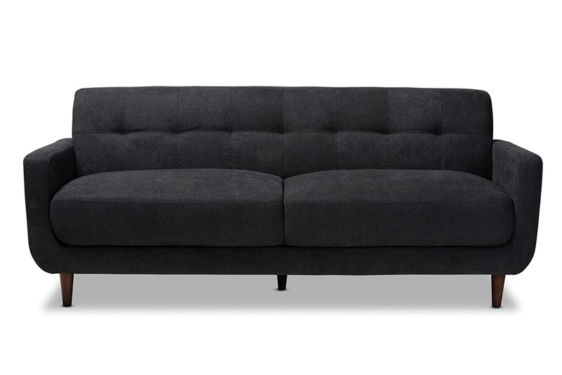 Orrin Mid-Century Modern Dark Gray Fabric Upholstered Sofa