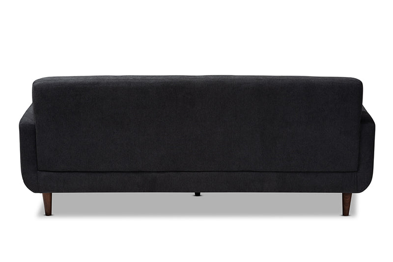 Orrin Mid-Century Modern Dark Gray Fabric Upholstered Sofa