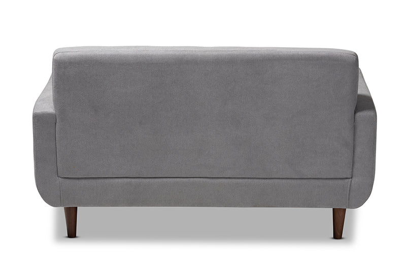 Orrin Mid-Century Modern Light Gray Fabric Upholstered Loveseat