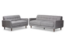 Orrin Light Gray Fabric Upholstered 2Pc Living Room Set Baxton