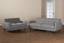 Orrin Light Gray Fabric Upholstered 2Pc Living Room Set Baxton