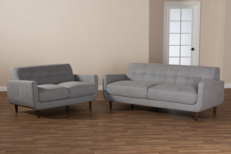 Orrin Light Gray Fabric Upholstered 2Pc Living Room Set Baxton