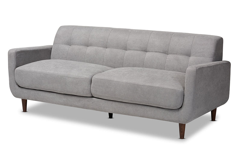 Orrin Mid-Century Modern Light Gray Fabric Upholstered Sofa