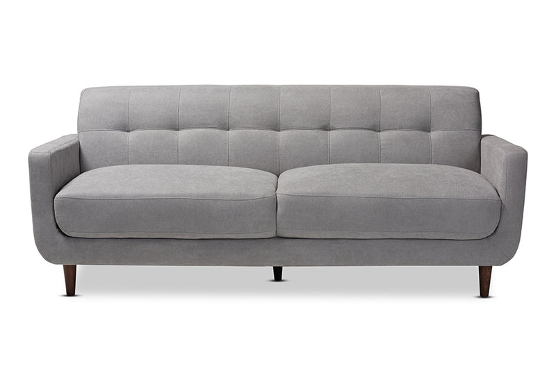 Orrin Mid-Century Modern Light Gray Fabric Upholstered Sofa