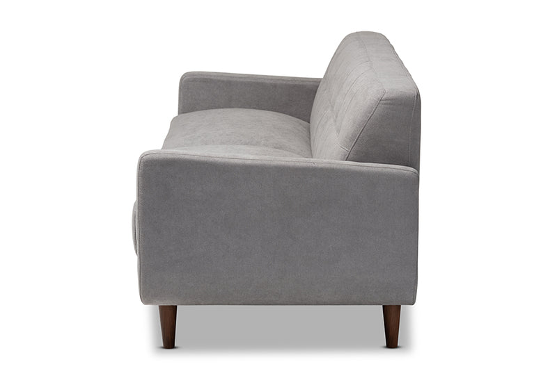 Orrin Mid-Century Modern Light Gray Fabric Upholstered Sofa