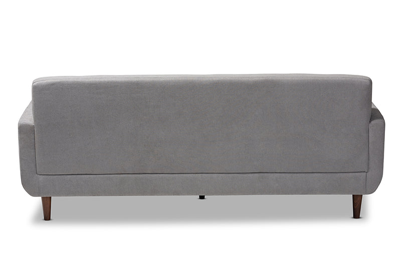 Orrin Mid-Century Modern Light Gray Fabric Upholstered Sofa