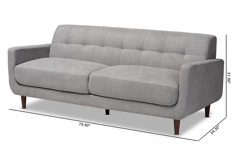 Orrin Mid-Century Modern Light Gray Fabric Upholstered Sofa