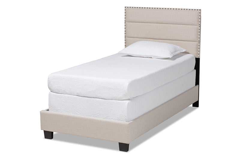 Cambree Modern and Contemporary Beige Fabric Upholstered Twin Size Bed