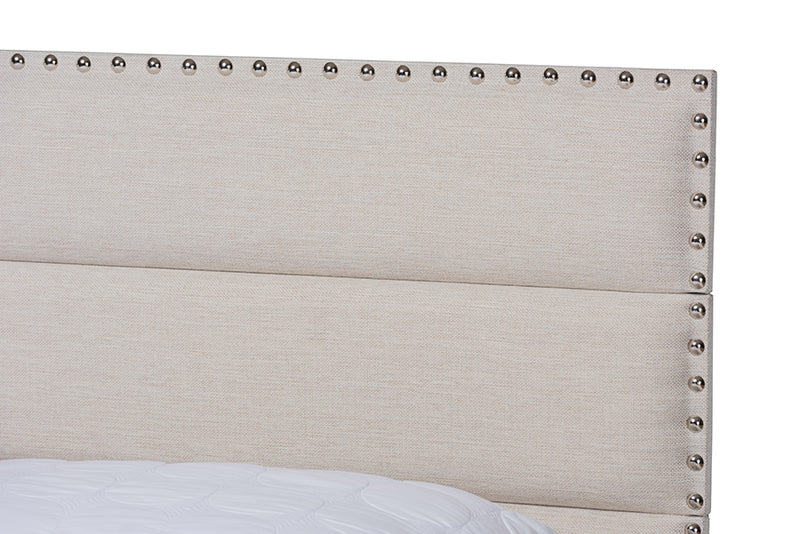 Cambree Modern and Contemporary Beige Fabric Upholstered Full Size Bed