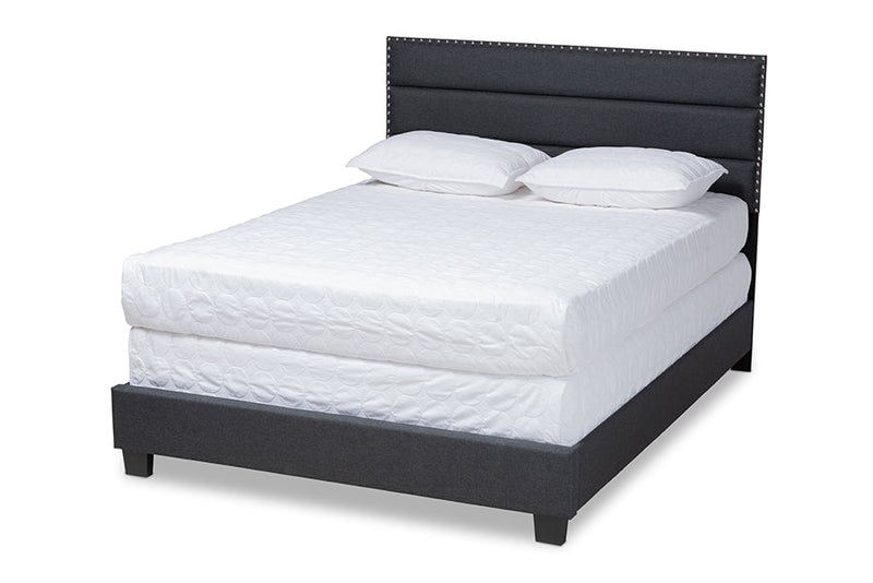 Cambree Dark Gray Fabric Upholstered King Size Bed Baxton