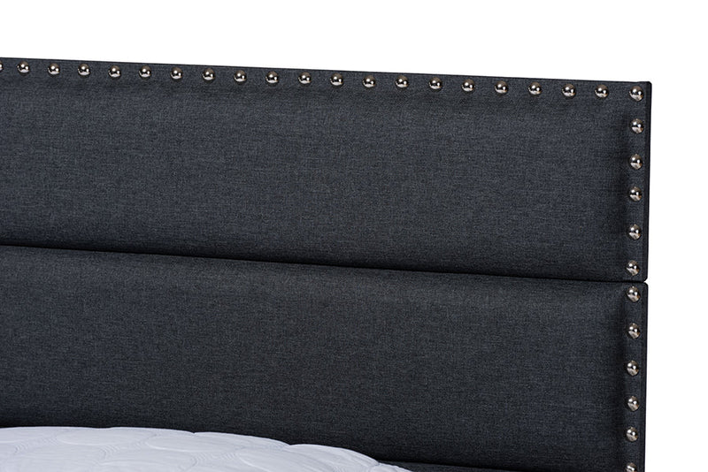 Cambree Dark Gray Fabric Upholstered King Size Bed Baxton