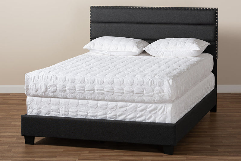 Cambree Dark Gray Fabric Upholstered King Size Bed Baxton