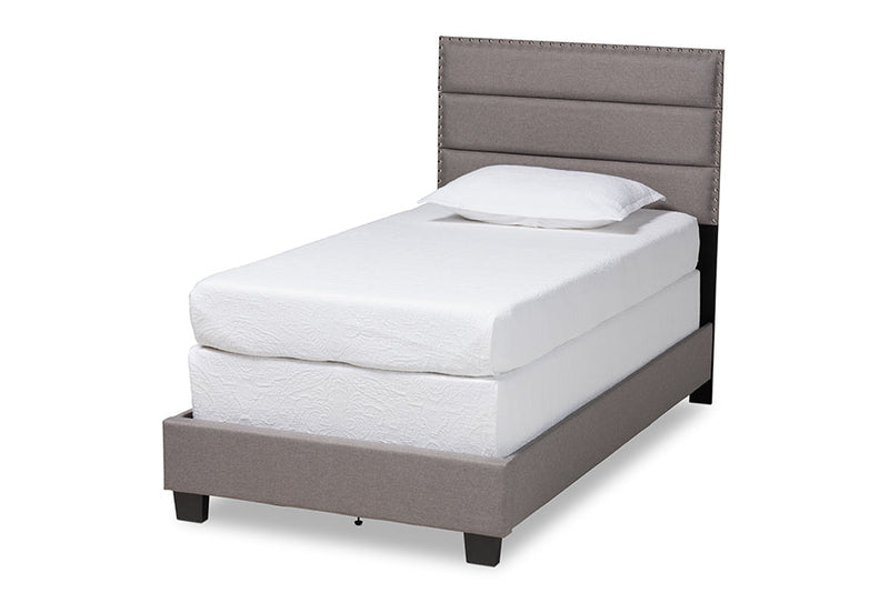 Cambree Gray Fabric Upholstered Twin Size Bed Baxton