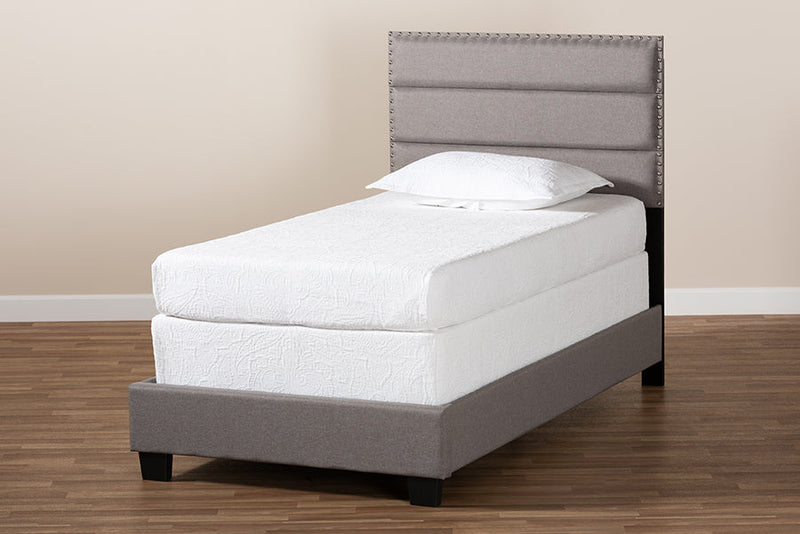 Cambree Gray Fabric Upholstered Twin Size Bed Baxton