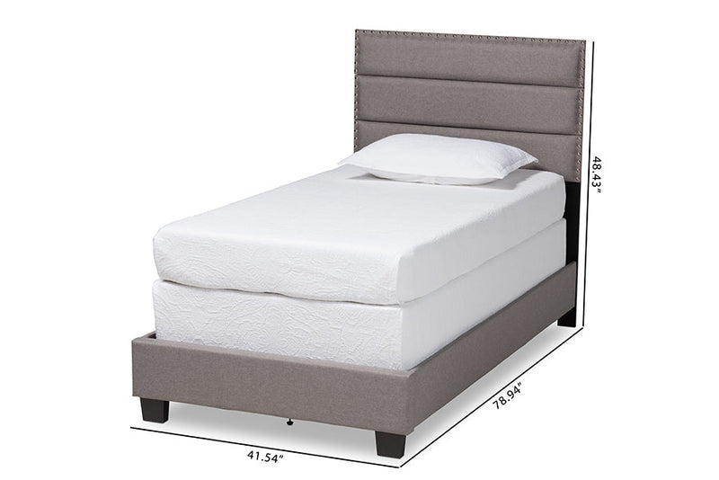 Cambree Gray Fabric Upholstered Twin Size Bed Baxton