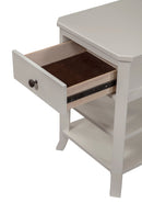 Olejo 1 Drawer Nightstand w/2 Shelves, White Alpine