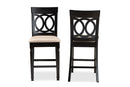 Camilo Sand Fabric Espresso Brown Finished 2Pc Wood Counter Stool Set of 4 Baxton
