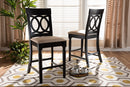Camilo Sand Fabric Espresso Brown Finished 2Pc Wood Counter Stool Set of 4 Baxton