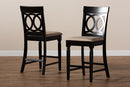 Camilo Sand Fabric Espresso Brown Finished 2Pc Wood Counter Stool Set of 4 Baxton