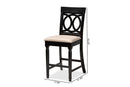 Camilo Sand Fabric Espresso Brown Finished 2Pc Wood Counter Stool Set of 4 Baxton