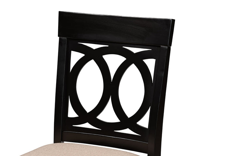 Camilo Sand Fabric Upholstered Espresso Brown Finished 5-Piece Wood Pub Set Baxton