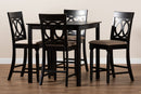 Camilo Sand Fabric Upholstered Espresso Brown Finished 5-Piece Wood Pub Set Baxton