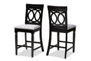 Camilo Gray Fabric Espresso Brown Finished 2Pc Wood Counter Stool Set of 4 Baxton