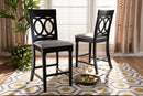 Camilo Gray Fabric Espresso Brown Finished 2Pc Wood Counter Stool Set of 4 Baxton