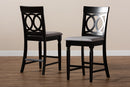 Camilo Gray Fabric Espresso Brown Finished 2Pc Wood Counter Stool Set of 4 Baxton