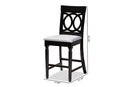Camilo Gray Fabric Espresso Brown Finished 2Pc Wood Counter Stool Set of 4 Baxton