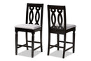 Neil Gray Fabric Espresso Brown Finished 2Pc Wood Counter Stool Set of 4 Baxton