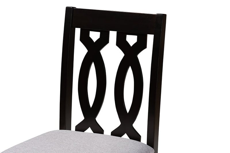 Neil Gray Fabric Espresso Brown Finished 2Pc Wood Counter Stool Set of 4 Baxton
