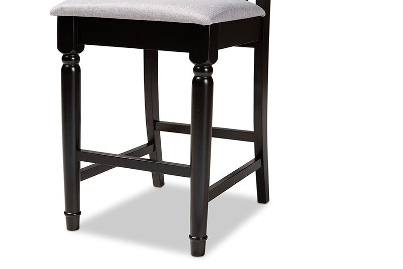 Neil Gray Fabric Espresso Brown Finished 2Pc Wood Counter Stool Set of 4 Baxton