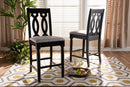 Neil Gray Fabric Espresso Brown Finished 2Pc Wood Counter Stool Set of 4 Baxton