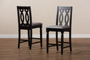 Neil Gray Fabric Espresso Brown Finished 2Pc Wood Counter Stool Set of 4 Baxton