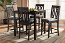 Neil Gray Fabric Upholstered Espresso Brown Finished 5-Piece Wood Pub Set Baxton