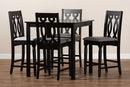 Neil Gray Fabric Upholstered Espresso Brown Finished 5-Piece Wood Pub Set Baxton