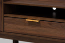 Linus Walnut Brown Finished 2-Drawer Wood TV Stand Baxton