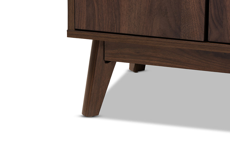 Linus Mid-Century Modern Walnut Brown Finished 2-Drawer Wood TV Stand