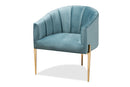 Boris Light Blue Velvet Fabric Upholstered Gold Finished Accent Chair Baxton