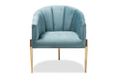 Boris Light Blue Velvet Fabric Upholstered Gold Finished Accent Chair Baxton
