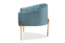 Boris Light Blue Velvet Fabric Upholstered Gold Finished Accent Chair Baxton