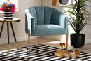 Boris Light Blue Velvet Fabric Upholstered Gold Finished Accent Chair Baxton